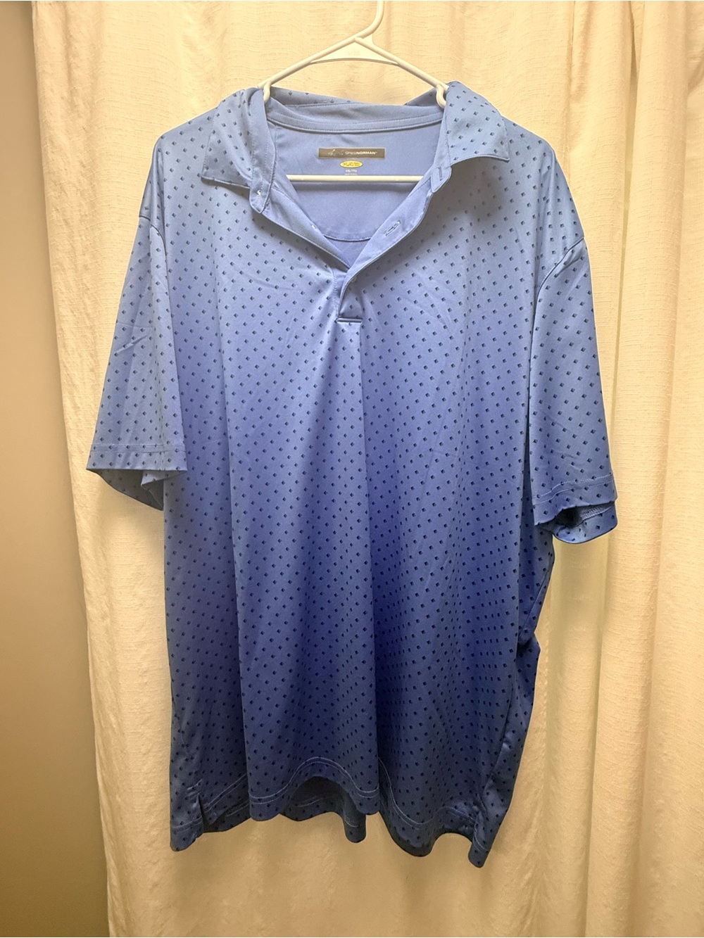 Greg Norman Collection Light Blue Gradient Polo with Micro Dot Pattern